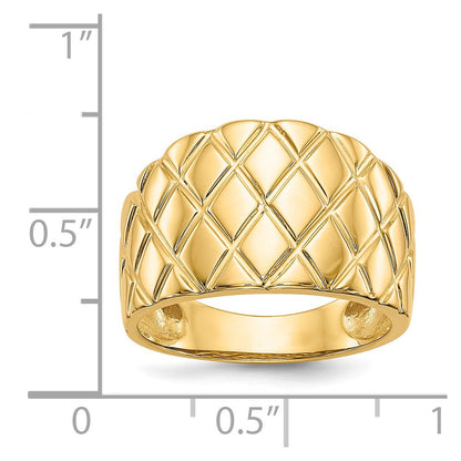 14K Gelbgold Ring mit Marquise-Muster, gewölbt