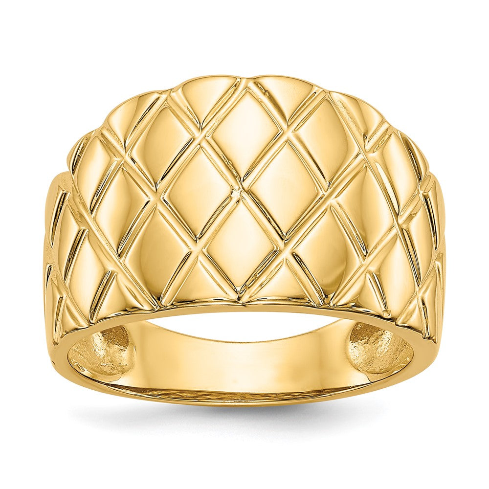 14K Gelbgold Ring mit Marquise-Muster, gewölbt