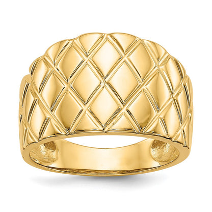14K Gelbgold Ring mit Marquise-Muster, gewölbt