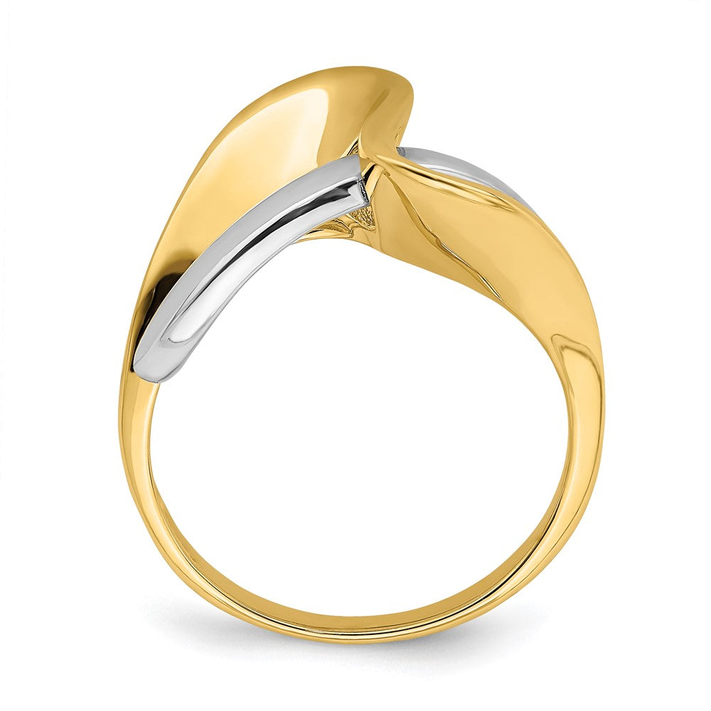 14K Bicolor-Gold Ring im Wellen-Freiform-Design