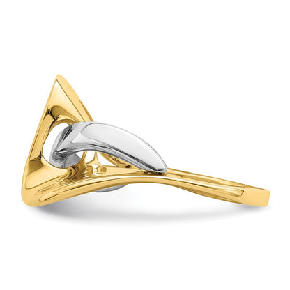 14K Bicolor-Gold Ring im Wellen-Freiform-Design