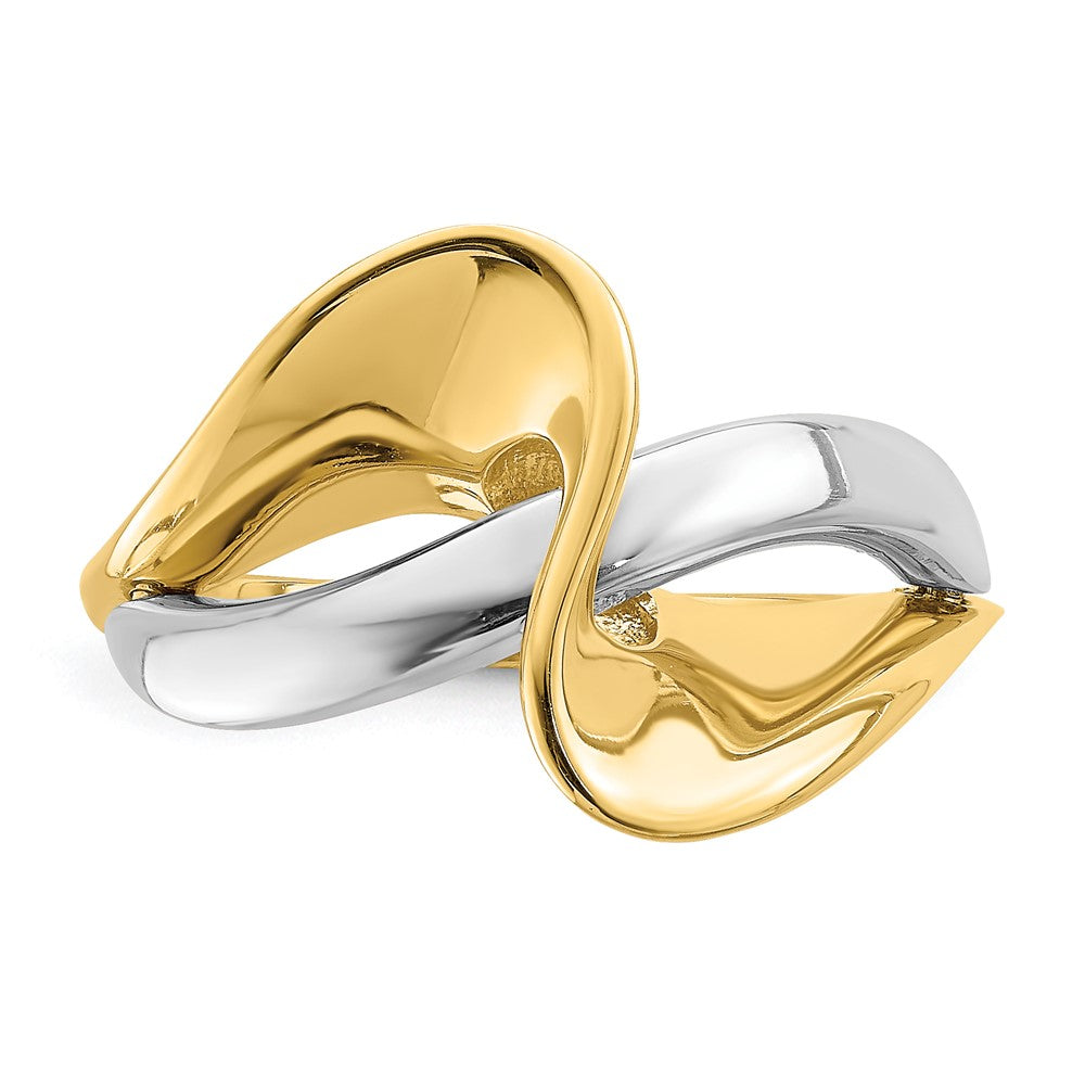 14K Bicolor-Gold Ring im Wellen-Freiform-Design