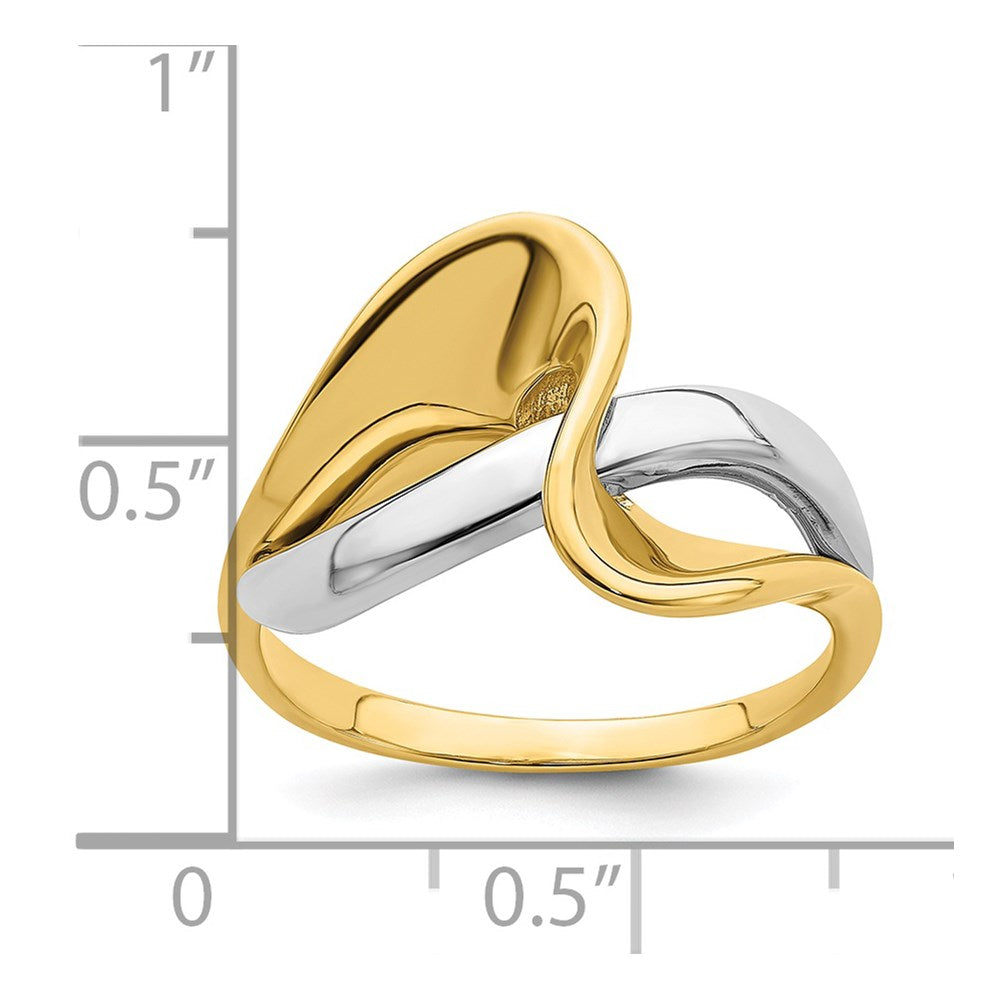 14K Bicolor-Gold Ring im Wellen-Freiform-Design