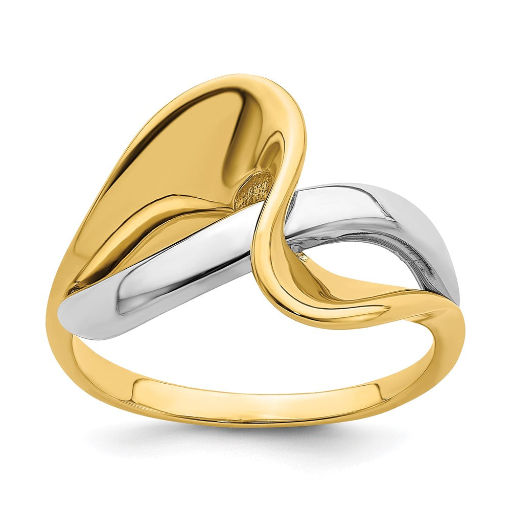 14K Bicolor-Gold Ring im Wellen-Freiform-Design