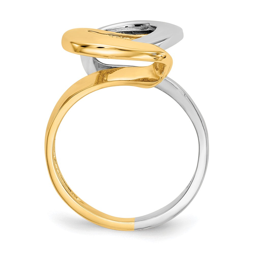 14K Bicolor-Gold Fashion-Swirl-O-Ring