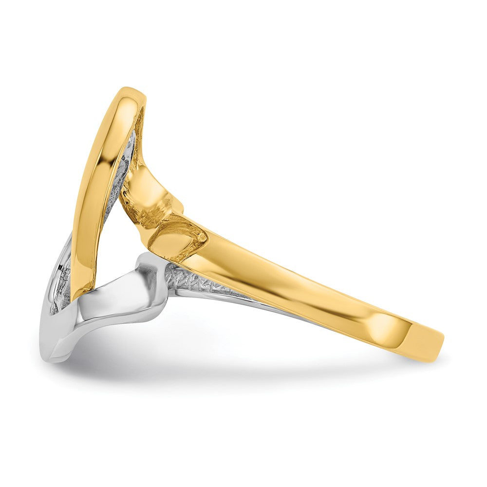 14K Bicolor-Gold Fashion-Swirl-O-Ring