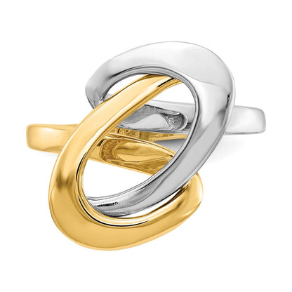 14K Bicolor-Gold Fashion-Swirl-O-Ring