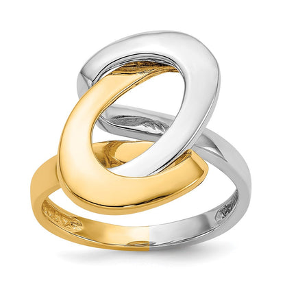 14K Bicolor-Gold Fashion-Swirl-O-Ring