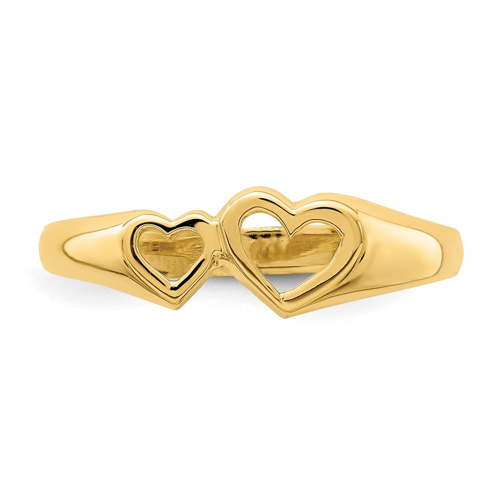 14K Gelbgold Ring mit doppeltem Herz-Ausschnitt