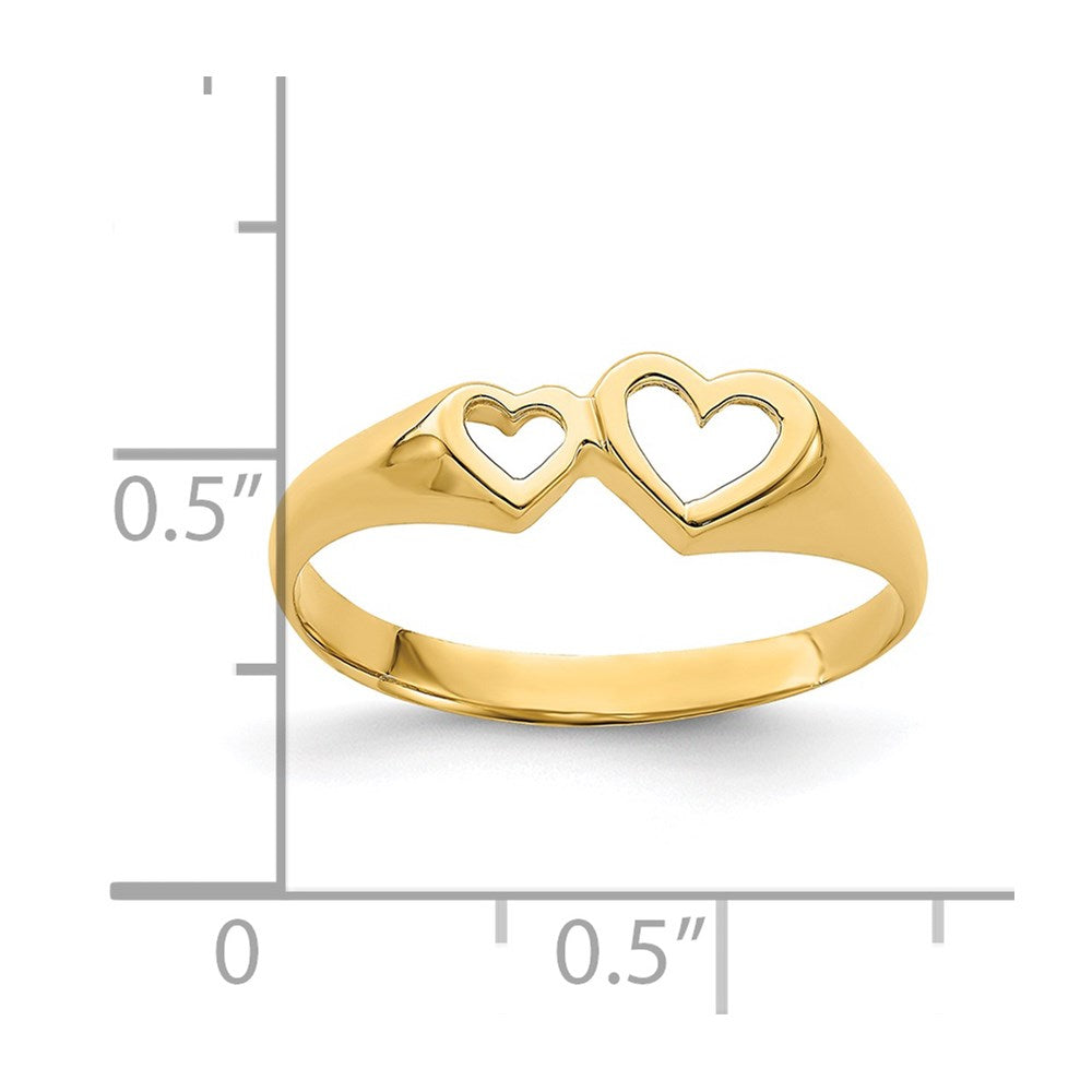 14K Gelbgold Ring mit doppeltem Herz-Ausschnitt