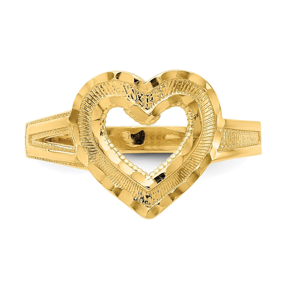 14K Gelbgold Ring mit Diamantschliff und ausgeschnittenem Herz