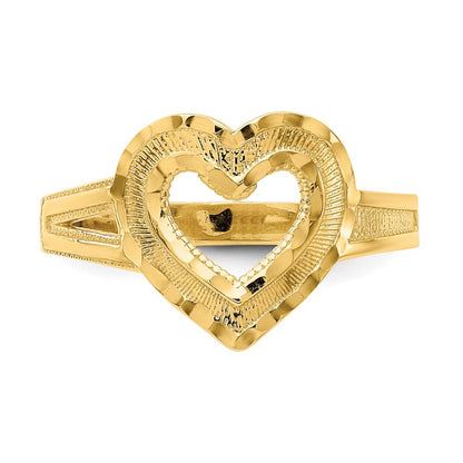 14K Gelbgold Ring mit Diamantschliff und ausgeschnittenem Herz