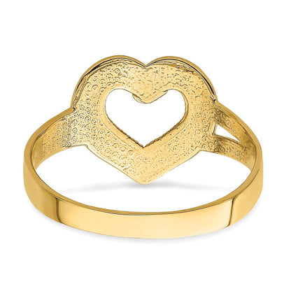 14K Gelbgold Ring mit Diamantschliff und ausgeschnittenem Herz