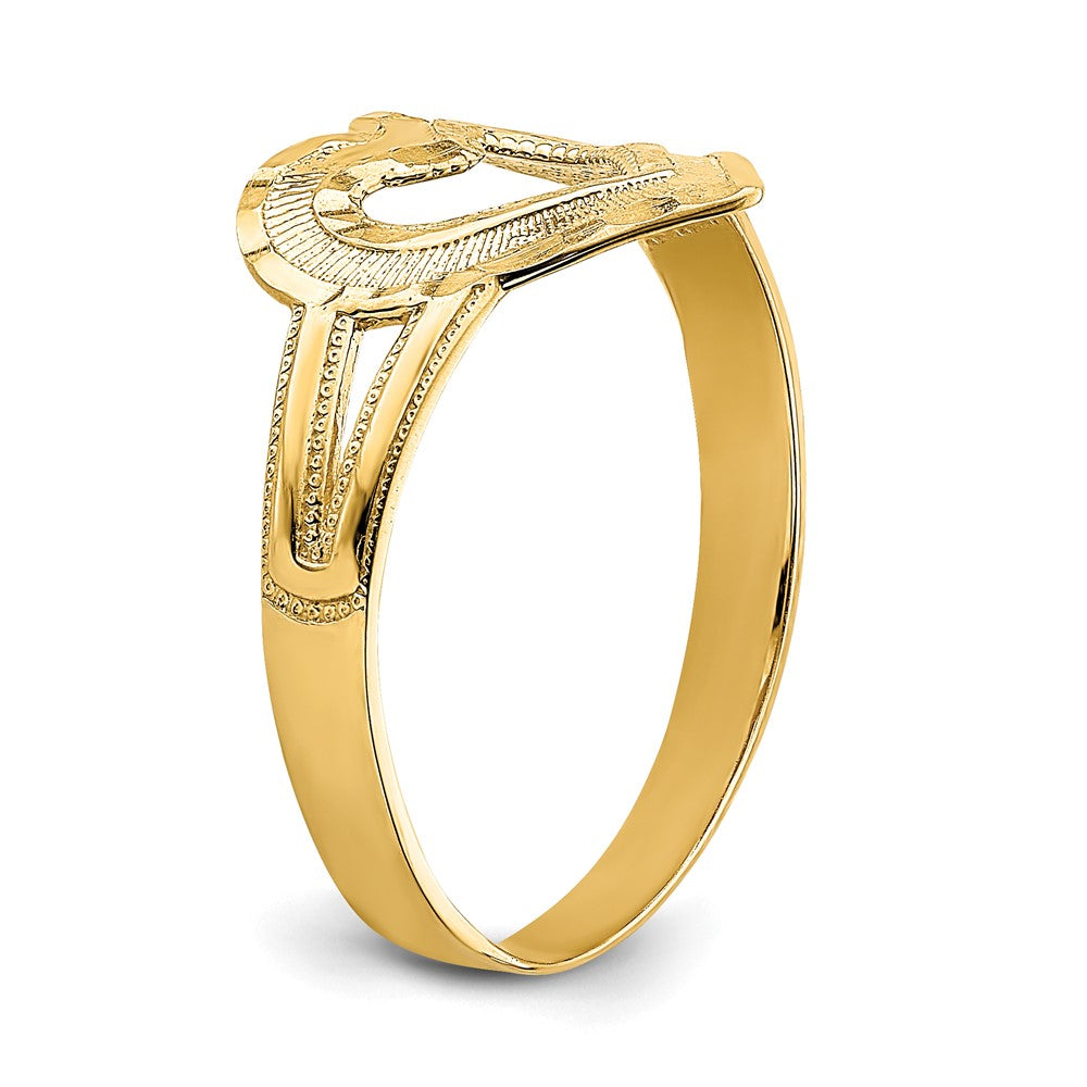 14K Gelbgold Ring mit Diamantschliff und ausgeschnittenem Herz