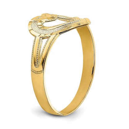 14K Gelbgold Ring mit Diamantschliff und ausgeschnittenem Herz