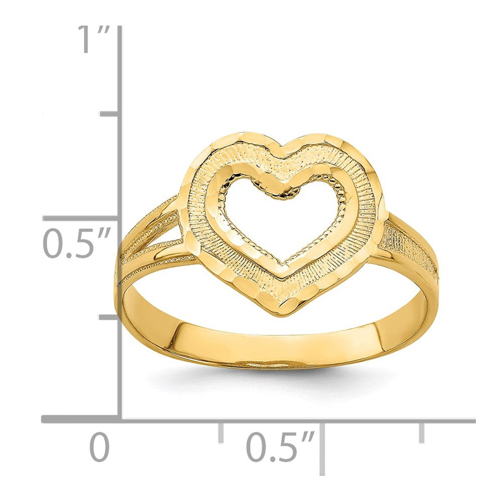 14K Gelbgold Ring mit Diamantschliff und ausgeschnittenem Herz