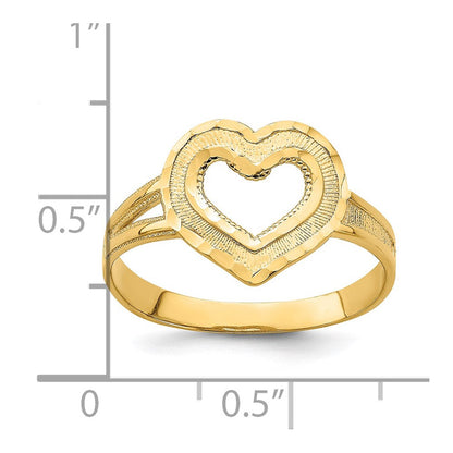 14K Gelbgold Ring mit Diamantschliff und ausgeschnittenem Herz