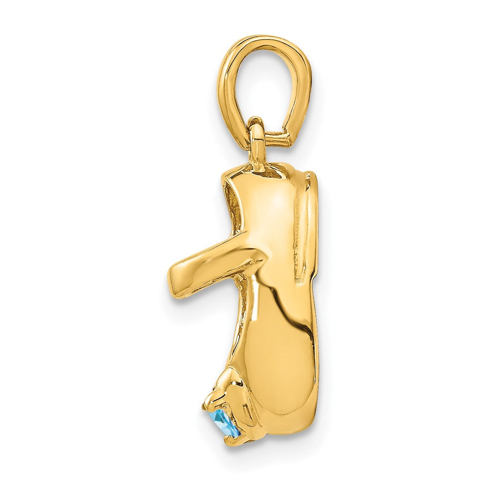 14K Gelbgold 3D Dezember/Synthetischer Stein gravierbarer Baby-Schuh-Charm