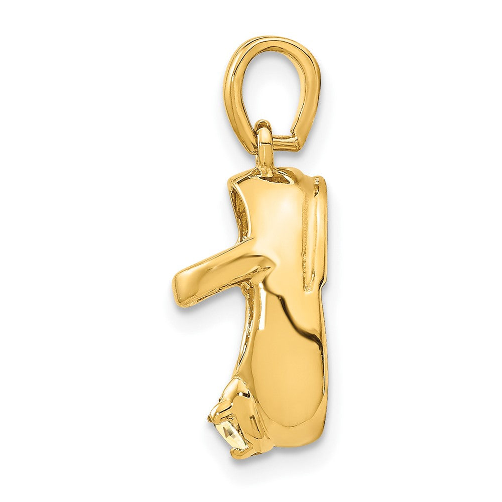14K Gelbgold 3-D gravierbarer Baby-Schuh-Charm mit synthetischem November-Stein