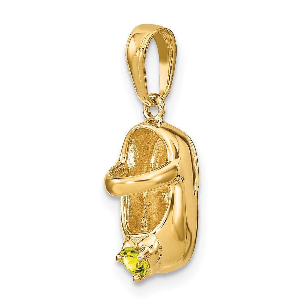 14K Gelbgold 3-D gravierbarer Baby-Schuh-Charm mit synthetischem November-Stein