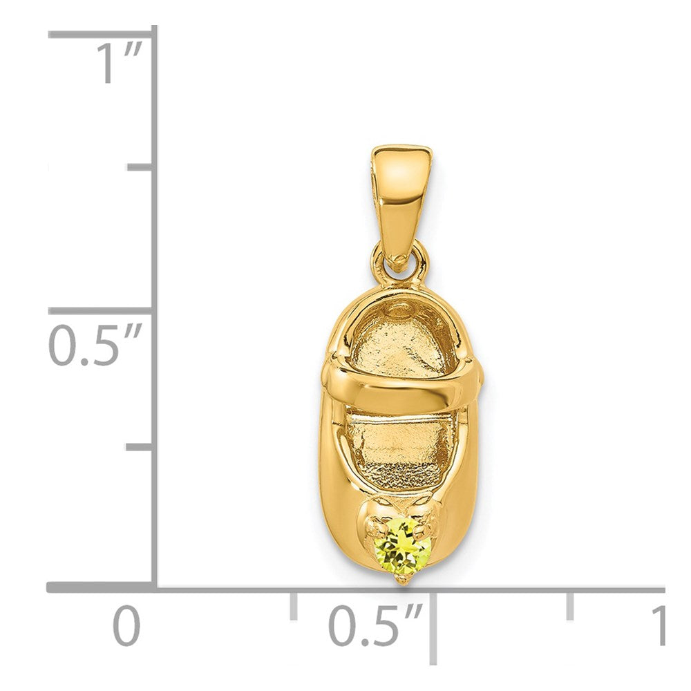 14K Gelbgold 3-D gravierbarer Baby-Schuh-Charm mit synthetischem November-Stein