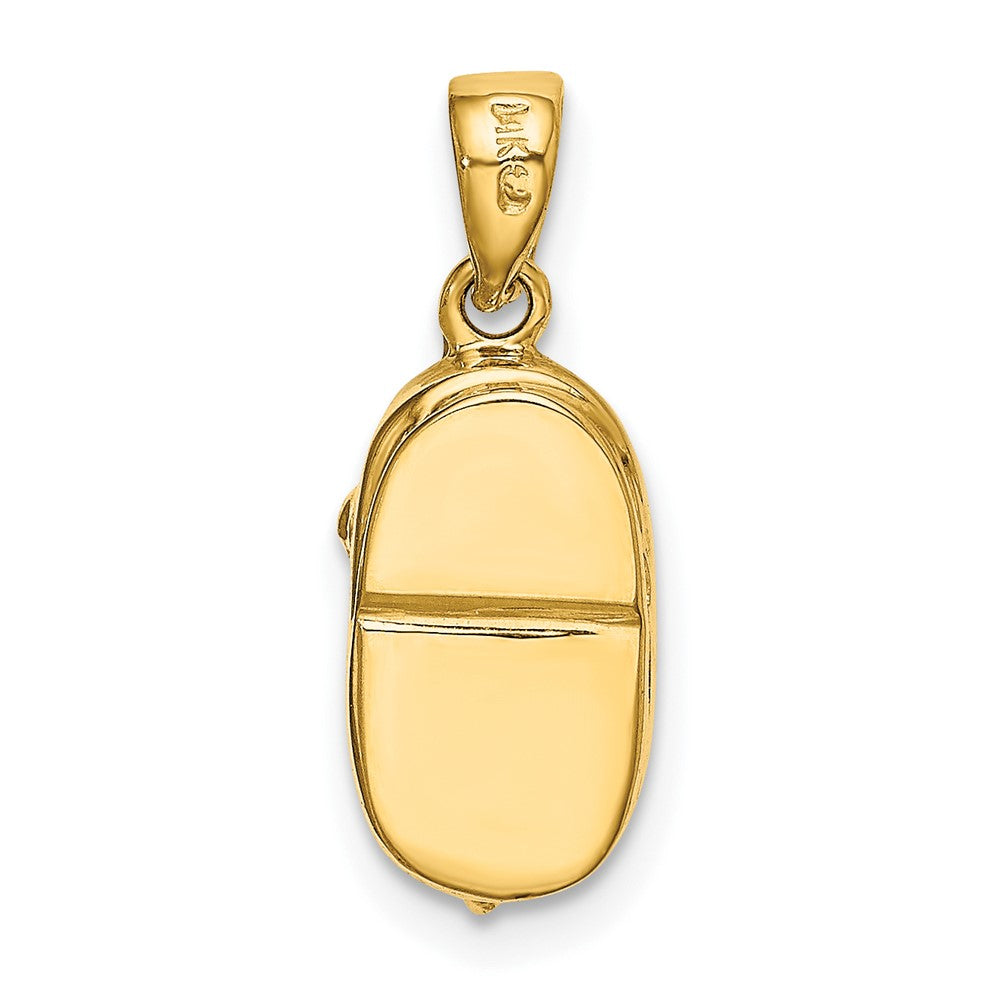 14K Gelbgold 3-D Oktober-Gravierbarer Schuh-Charm mit synthetischem Stein
