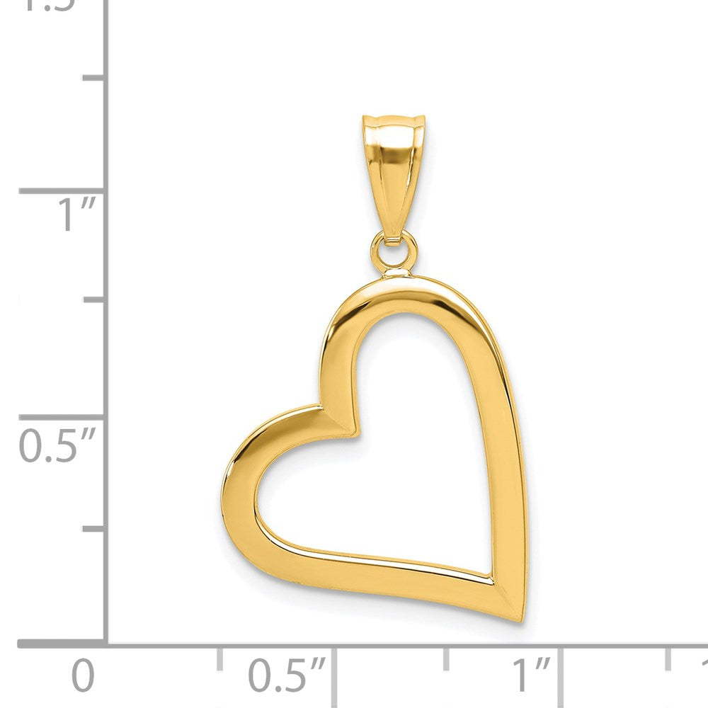 14K Gelbgold Poliert Crooked Herz Anhänger