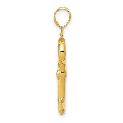 14K Gelbgold Poliert 3-d Key Charm