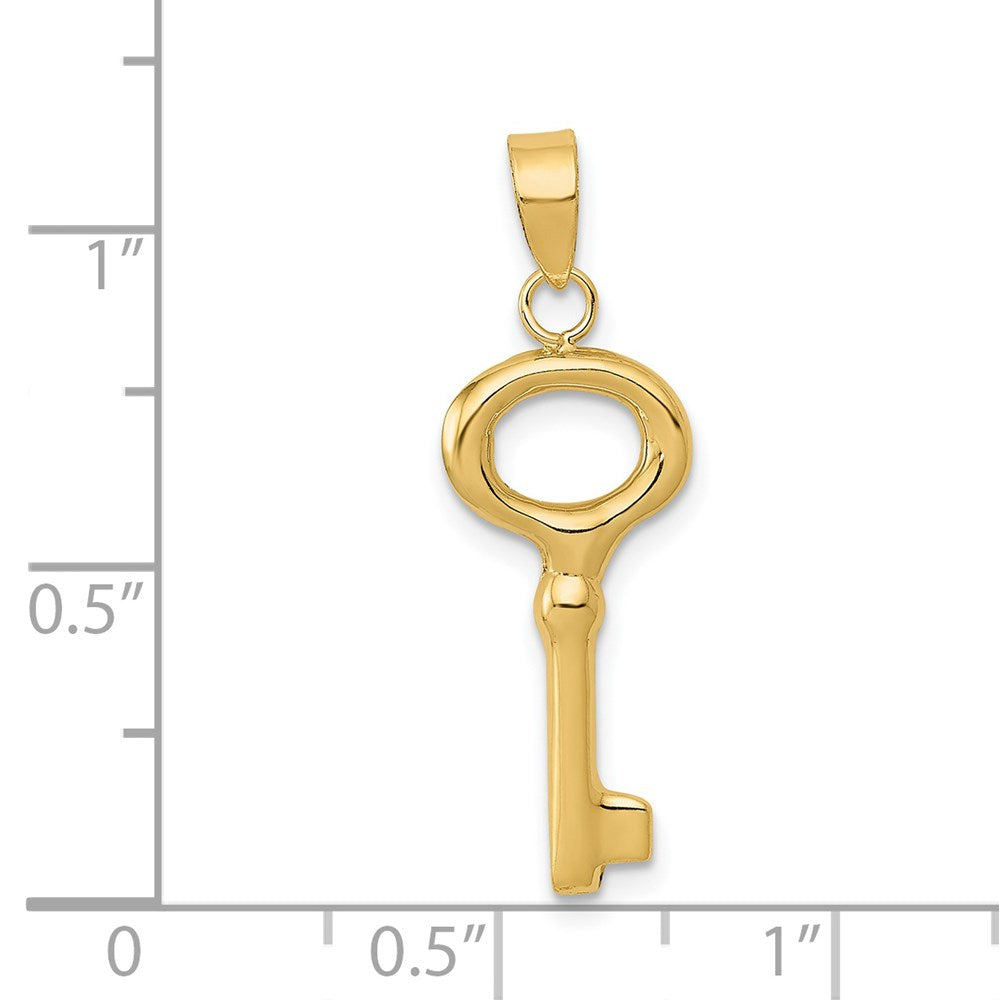 14K Gelbgold Poliert 3-d Key Charm