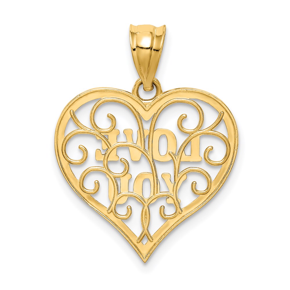 14K Gelb & Rhodium und Weiß Filigran Liebe You