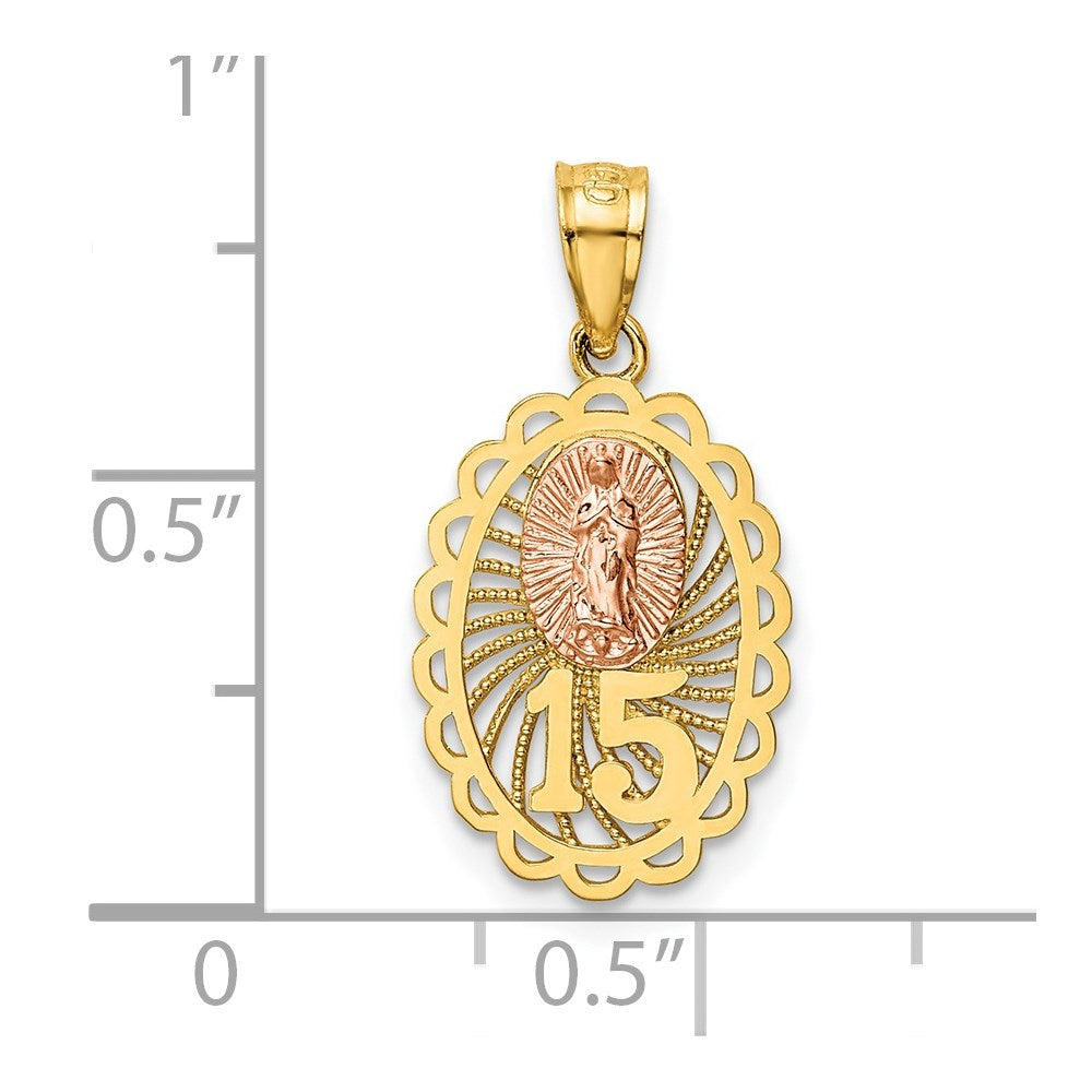 14K Bicolor 15 Guadalupe Anhänger