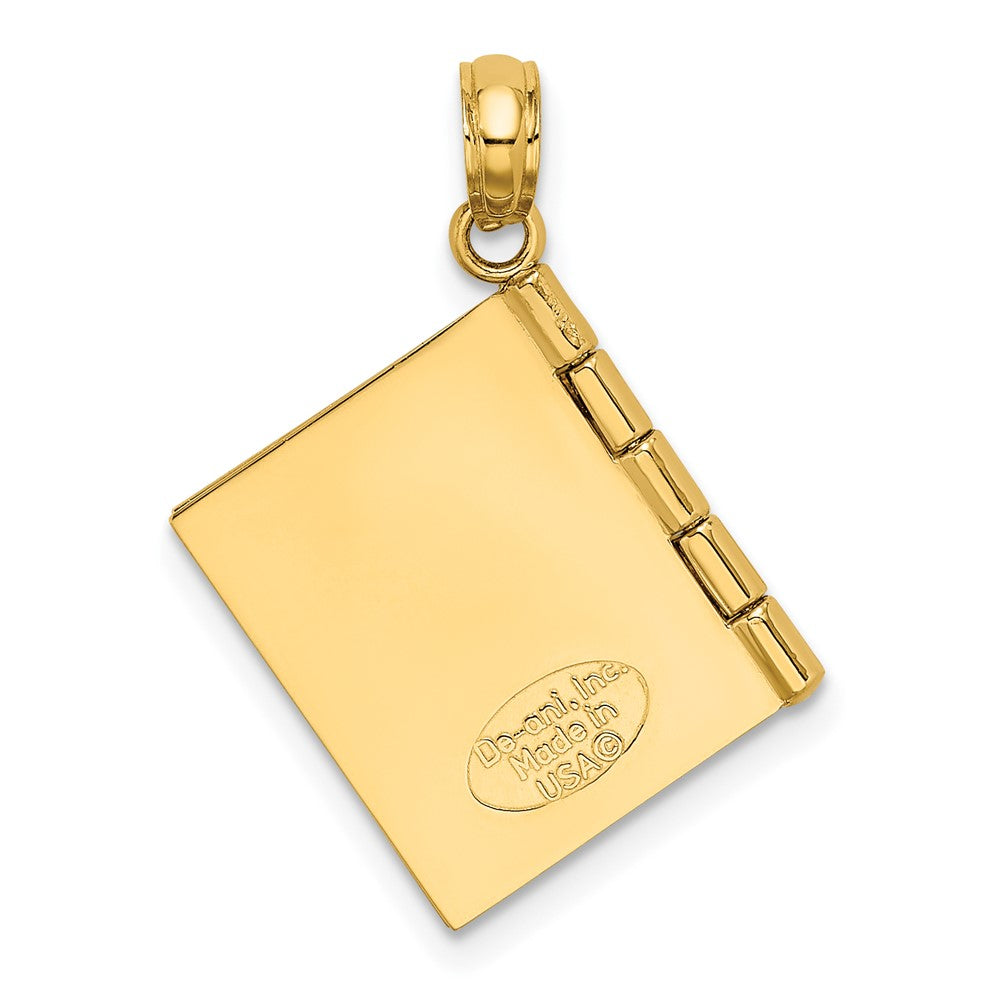 14K Bicolor-Gold 3D-emaillierter „LOVING GRANDMA“ Buch-Anhänger