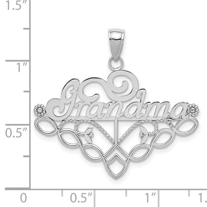 14K Weißgold Charm-Halter-Anhänger „OMA“ mit Geburtsstein