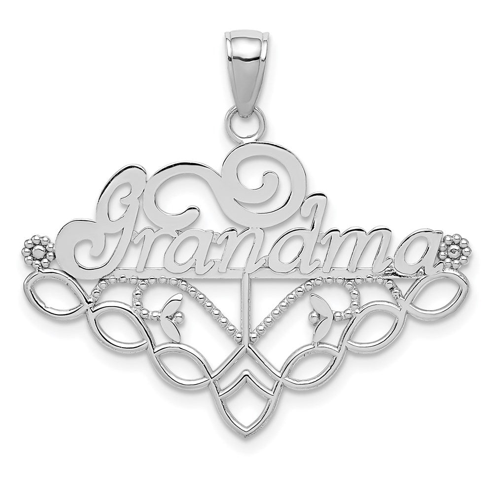 14K Weißgold Charm-Halter-Anhänger „OMA“ mit Geburtsstein
