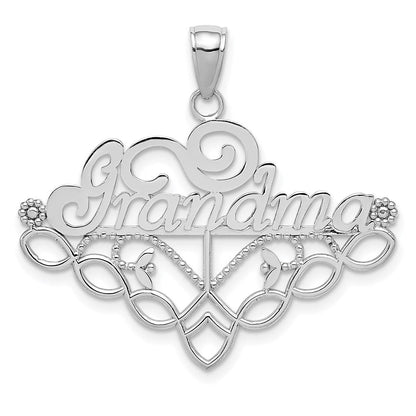 14K Weißgold Charm-Halter-Anhänger „OMA“ mit Geburtsstein