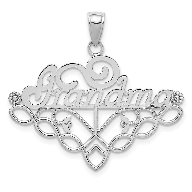 14K Weißgold Charm-Halter-Anhänger „OMA“ mit Geburtsstein