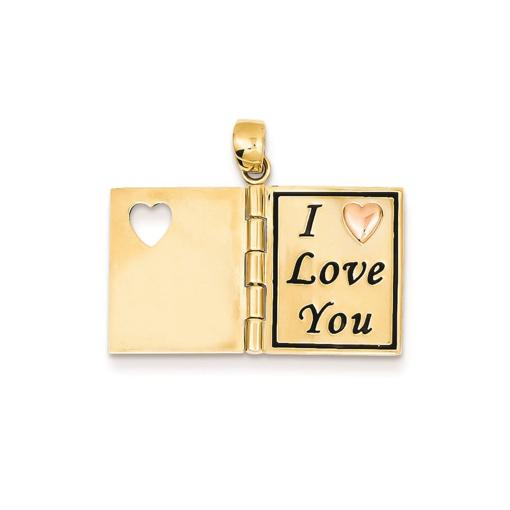 14K Bicolor-Gold Charm mit Emaille "Special Daughter", Gelbgold & Roségold