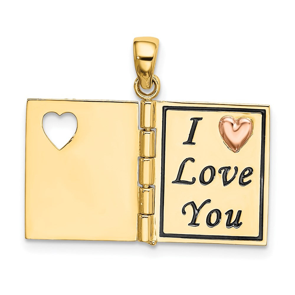 14K Bicolor-Gold Charm mit Emaille "Special Daughter", Gelbgold & Roségold