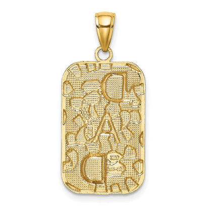 14K Gelbgold DAD Gold-Nugget-Hundemarken-Anhänger