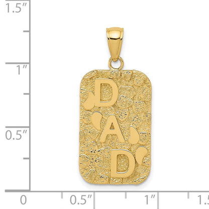 14K Gelbgold DAD Gold-Nugget-Hundemarken-Anhänger