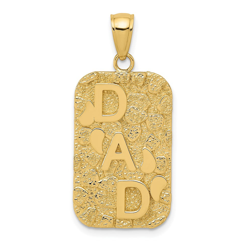14K Gelbgold DAD Gold-Nugget-Hundemarken-Anhänger