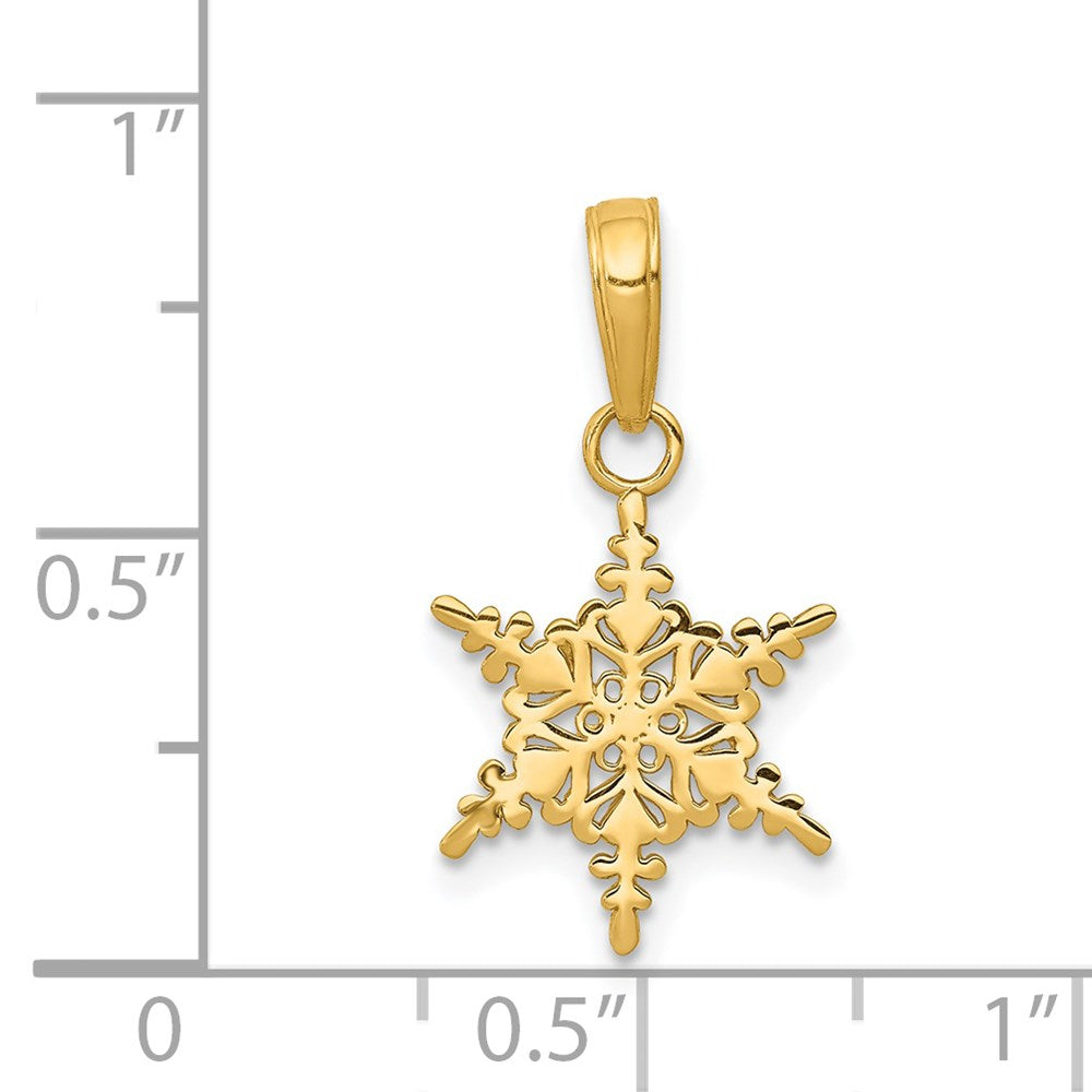 14K Gelbgold Klein Schneeflocke Anhänger