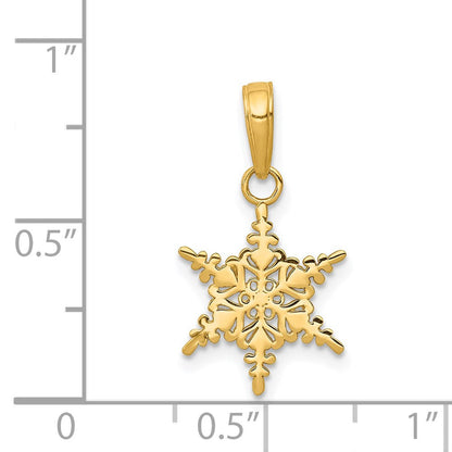 14K Gelbgold Klein Schneeflocke Anhänger