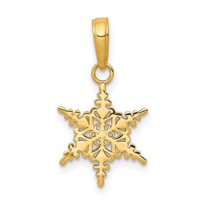14K Gelbgold Klein Schneeflocke Anhänger