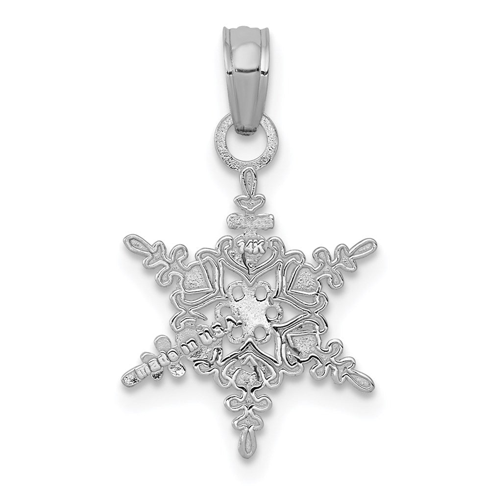 14K Weißgold Klein Schneeflocke Anhänger