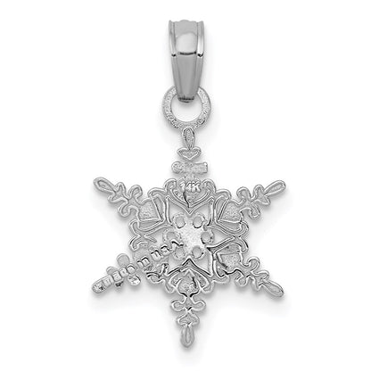 14K Weißgold Klein Schneeflocke Anhänger