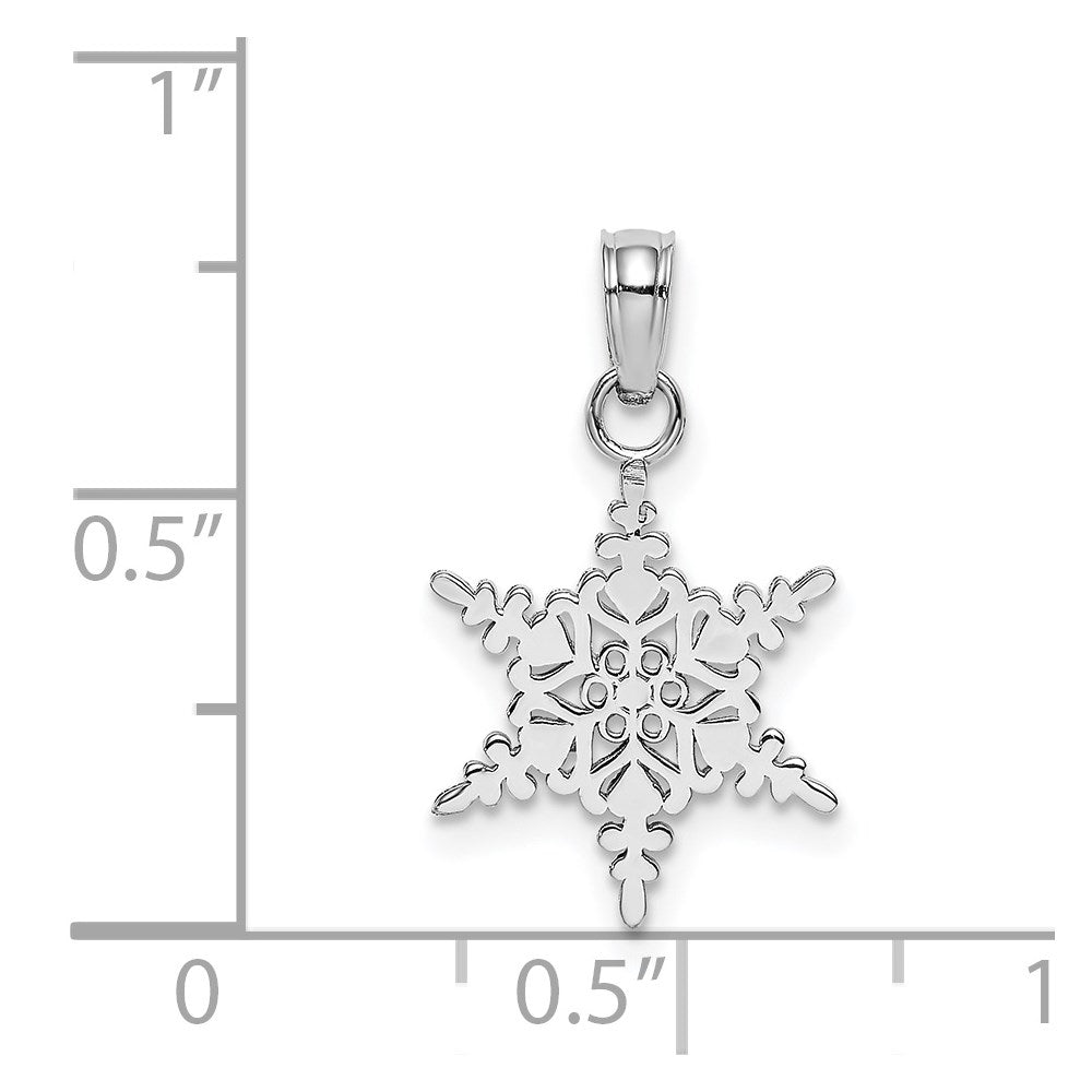 14K Weißgold Klein Schneeflocke Anhänger