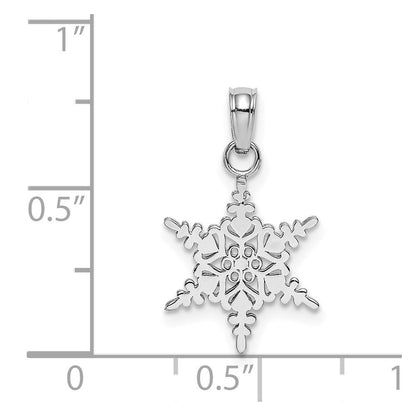 14K Weißgold Klein Schneeflocke Anhänger