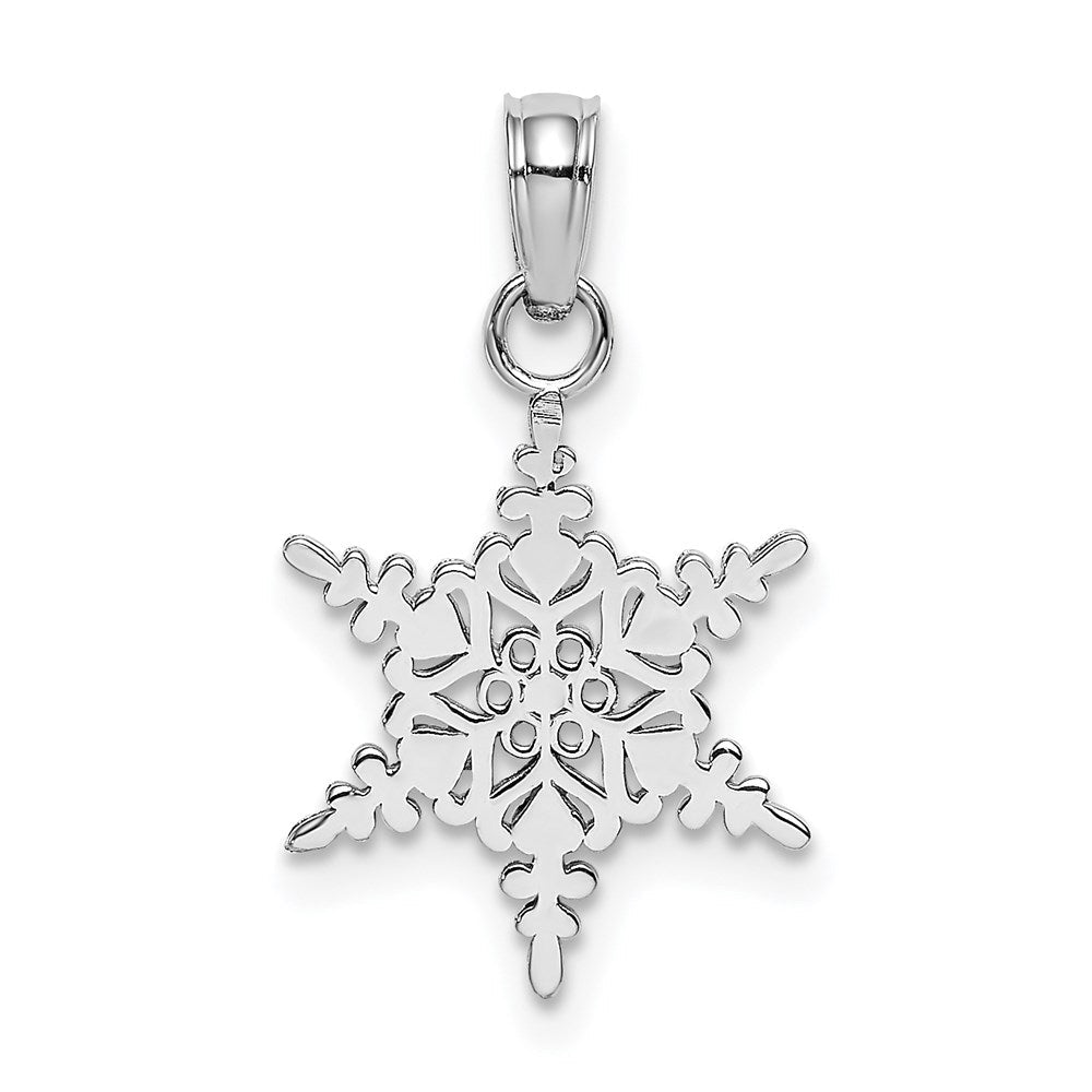 14K Weißgold Klein Schneeflocke Anhänger