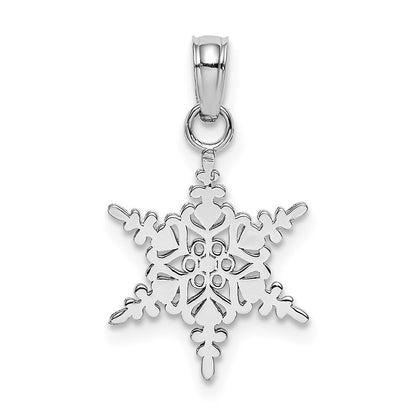 14K Weißgold Klein Schneeflocke Anhänger